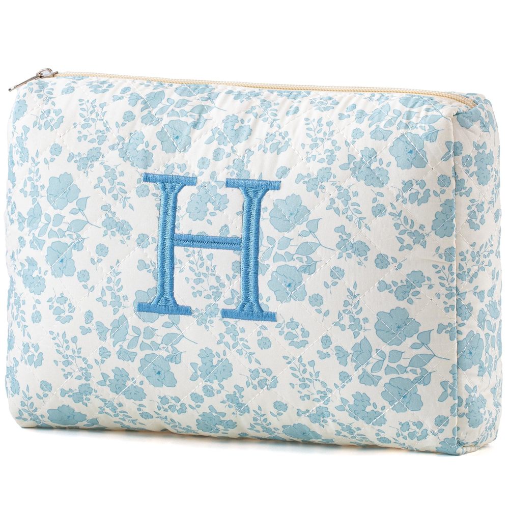 Initial Makeup Bag, Quilted Makeup Bag, Cotton Large Travel Makeup Bag, Cute😁